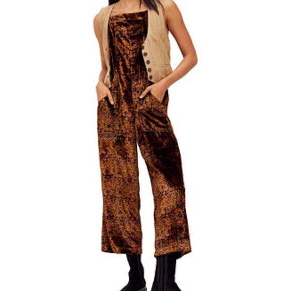 Free People - Printed Velvet Jumpsuit - Picture 1 of 6